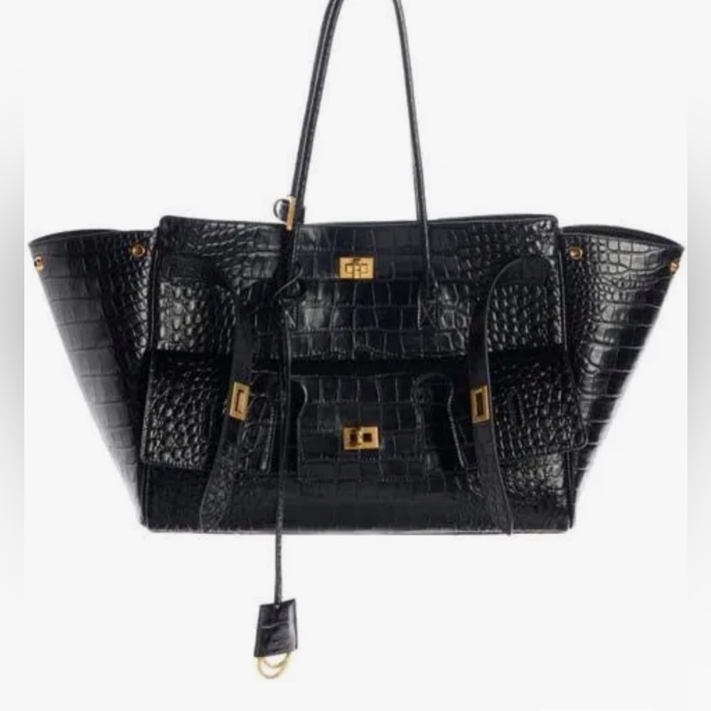 Balenciaga Black Tote with Gold Accents